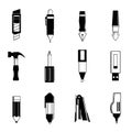 Simple graphic of the stationery vector include pen, pencil, paint brush