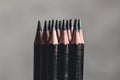 Simple graphite pencils on grey background. Black pencils Royalty Free Stock Photo