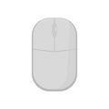 A simple gray computer mouse in the shape of a rectangle with rounded edges, two keys and a wheel. Flat vector