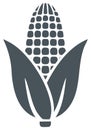 Simple Gray Corn Cob Icon Illustration, Agricultural Produce Royalty Free Stock Photo