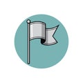 Simple Gray Flag Icon, Flat Style, Clean Finish, Set Against a Muted Teal Circle Background Royalty Free Stock Photo