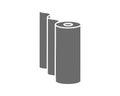 Simple gray icon of a rolledup material, suggesting potential, new beginnings, or the unfolding of a project
