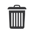 Simple Gray Trash Can Graphic with Lid Solid Shape Container Garbage Waste Disposal Recycling Bin Icon Royalty Free Stock Photo