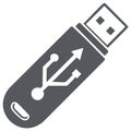 Simple gray USB flash drive icon for data transfer and memory storage Royalty Free Stock Photo