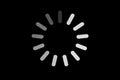 Simple grayscale loading icon on black background for user interface and digital design projects Royalty Free Stock Photo