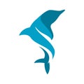 simple great jumping dolphin logo design vector illustrations