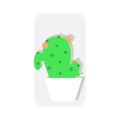 Simple green cactus plant in the pot isolated icon on white background. Flat design vector illustration Royalty Free Stock Photo