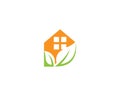 Simple green house leaf environment logo