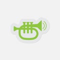 Simple green icon - trumpet, sound and vibration