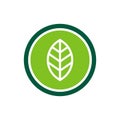 Simple green leaf icon, ecology logo template, eco symbol vector, circle shape flat icon Royalty Free Stock Photo