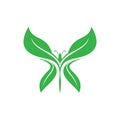 Simple green leaf vector icon shaped butterfly Royalty Free Stock Photo