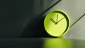 A simple green neon clock on a dark background. Generative AI. Royalty Free Stock Photo