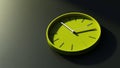 A simple green neon clock on a dark background. Generative AI. Royalty Free Stock Photo
