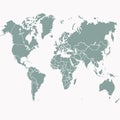 World map outline simple countries green Royalty Free Stock Photo