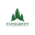 Simple green pine tree home evergreen logo design idea Royalty Free Stock Photo