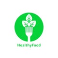 Simple green round healthy food logo