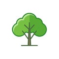 Simple Green Tree Icon Illustration with Brown Trunk and Branches Representing Growth Nature and Environment Royalty Free Stock Photo