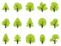 Simple green tree icons set