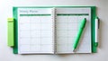 Simple Green Weekly Planner Layout for Enhanced Productivity and Organization A Minimalist Design Template for Time Royalty Free Stock Photo