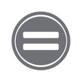 Simple Grey Circle Icon with White Equal Sign Symbol for Equality, Comparison, Mathematics or Web Design Royalty Free Stock Photo