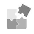 Simple grey puzzle pieces solution icon isolated on white background. Vector illustration EPS10 Royalty Free Stock Photo