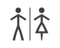 Simple grey and white wc symbols, man and woman icons Royalty Free Stock Photo