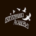 Simple grunge flat art emblem of nevermore academy from the series Wednesday