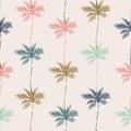 Simple grunge palms seamless pattern. Nature print with palm trees lines