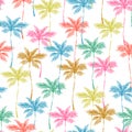 Simple grunge palms seamless pattern. Nature print with palm trees silhouettes