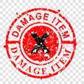 Simple Grungy Vector Circle Red Rubber Stamp, Damage Item at transparent effect background Royalty Free Stock Photo