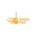 Simple guitar with fast logo design vector graphic symbol icon illustration creative idea