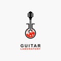simple guitar laboratory vector logo icon