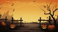 Simple Halloween background with dead trees at both sides. Creepy, mistic atmosphere. The moon is shining.