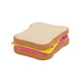 A simple ham and cheese sandwich on white bread Royalty Free Stock Photo