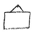 simple hand draw sketch doodle rectangle hang frame from black crayon, at white background