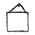 simple hand draw sketch doodle square hang frame from black crayon, at white background Royalty Free Stock Photo