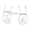 Simple Hand Draw Sketch, Ilustration for under arrest, man with Handcuff Royalty Free Stock Photo