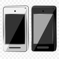 Simple Hand Draw Sketch Old Model 2 Flat Color Shining Vector White and Black Smartphone at transparent effect background