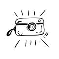 Simple Hand Draw Sketch Sparkling vintage pocket camera, Isolated on White Royalty Free Stock Photo