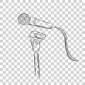 Vector Simple, hand draw sketch wired microphone, at transparent effect background