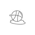 Simple Hand drawing Line of Cute Basket Ball Vector graphic Illustration. Outline drawing for Kids Coloring Book Page. Education Royalty Free Stock Photo