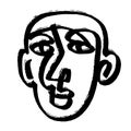 Simple hand drawn abstract line continuous face. Ink Brush drawing in the style of Abstractionism. Modern Style Black
