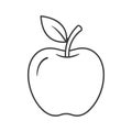 Simple hand drawn apple icon with leaf Royalty Free Stock Photo