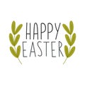 Simple hand drawn banner with Happy Eater lettering and green leaves Royalty Free Stock Photo