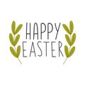 Simple hand drawn banner with Happy Eater lettering and green leaves Royalty Free Stock Photo