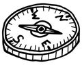 Simple hand-drawn black and white linear clipart of the compass Royalty Free Stock Photo