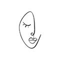 Abstract continuous one line drawing, woman face. Vector illustration