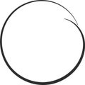 Simple, hand drawn circle with a slightly overlapping line segment, hinting at a spiral or cyclical process on a clean