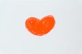 Simple hand drawn crayon red heart shape on white background Royalty Free Stock Photo