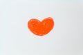 Simple hand drawn crayon red heart shape on white background Royalty Free Stock Photo